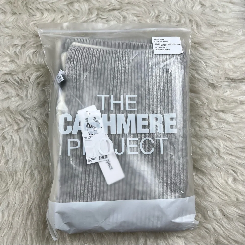 The Cashmere Project colorblock ribbed scarf 100% cashmere - Picture 2 of 5